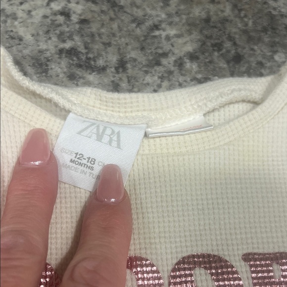 Zara Kids Pink Ribbed and Cream Graphic Tops - Picture 3 of 5
